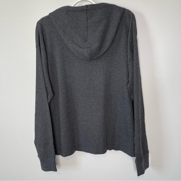 J Crew Charcoal Gray Waffle Henley Hoodie Size Large - Picture 5 of 6